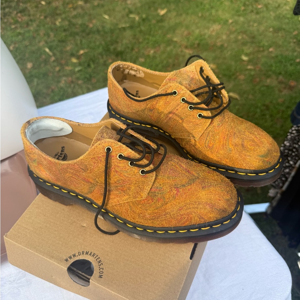Dr. Martens Marbled Yellow Lace-Up Shoes